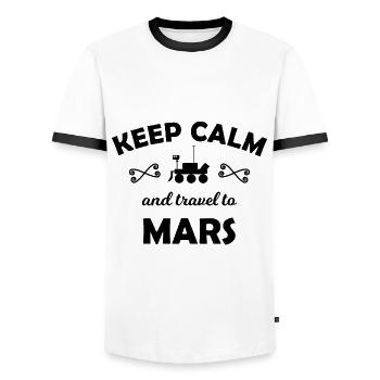 Die Reise zum Mars - Männer Kontrast-T-Shirt - Weiß/Schwarz - Vorne - AI Model Female 172 light (172cm) & AI Model Male 178 dark (178cm)