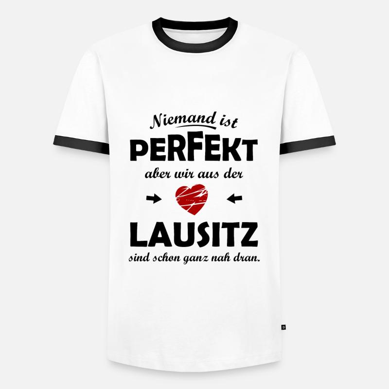 Die Lausitz - Männer Kontrast-T-Shirt - Weiß/Schwarz
