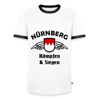 Die Nürnberg Unterstützer - Männer Kontrast-T-Shirt - Weiß/Schwarz - Vorne - AI Model Female 172 light (172cm) & AI Model Male 178 dark (178cm)