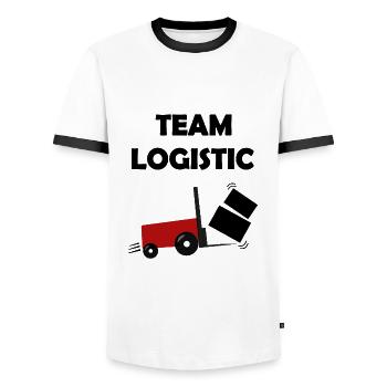 The Logistics Team - Men's Ringer Shirt - white/black - Front - AI Model Female 172 light (172cm) & AI Model Male 178 dark (178cm)