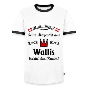 Walliser Majestäten - Männer Kontrast-T-Shirt - Weiß/Schwarz - Vorne - AI Model Female 172 light (172cm) & AI Model Male 178 dark (178cm)