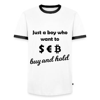 Finally a millionaire - Men's Ringer Shirt - white/black - Front - AI Model Female 172 light (172cm) & AI Model Male 178 dark (178cm)