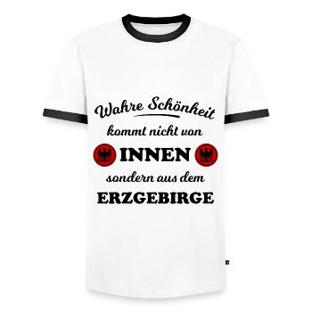 Erzgebirge - Männer Kontrast-T-Shirt - Weiß/Schwarz - Vorne - AI Model Female 172 light (172cm) & AI Model Male 178 dark (178cm)