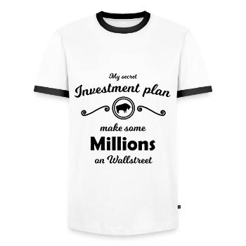 Der Millionen Plan - Männer Kontrast-T-Shirt - Weiß/Schwarz - Vorne - AI Model Female 172 light (172cm) & AI Model Male 178 dark (178cm)