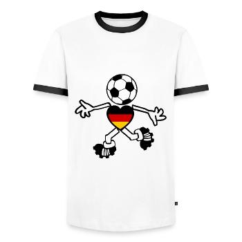Der deutsche Fußball Spieler - Männer Kontrast-T-Shirt - Weiß/Schwarz - Vorne - AI Model Female 172 light (172cm) & AI Model Male 178 dark (178cm)