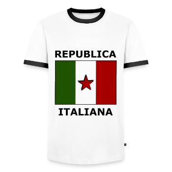 The Republic of Italy - Men's Ringer Shirt - white/black - Front - AI Model Female 172 light (172cm) & AI Model Male 178 dark (178cm)