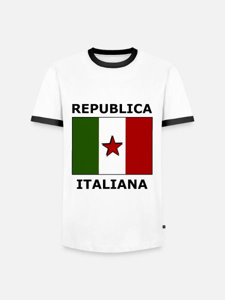Die Republik Italien - Männer Kontrast-T-Shirt - Weiß/Schwarz