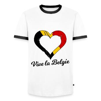 Long live the Belgians - Men's Ringer Shirt - white/black - Front - AI Model Female 172 light (172cm) & AI Model Male 178 dark (178cm)