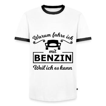 Die Benzin Auto Fahrer - Männer Kontrast-T-Shirt - Weiß/Schwarz - Vorne - AI Model Female 172 light (172cm) & AI Model Male 178 dark (178cm)