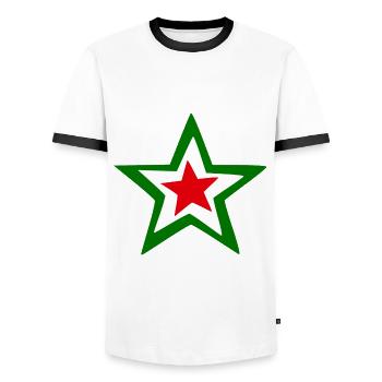 The Italian star in the sky - Men's Ringer Shirt - white/black - Front - AI Model Female 172 light (172cm) & AI Model Male 178 dark (178cm)