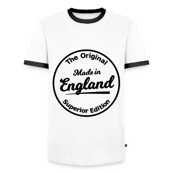 Die Engländer - Männer Kontrast-T-Shirt - Weiß/Schwarz - Vorne - AI Model Female 172 light (172cm) & AI Model Male 178 dark (178cm)