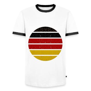 Die Deutschen - Männer Kontrast-T-Shirt - Weiß/Schwarz - Vorne - AI Model Female 172 light (172cm) & AI Model Male 178 dark (178cm)