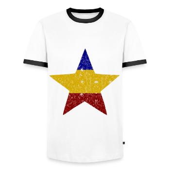 Stars de Roumanie - T-shirt contrasté Homme - blanc/noir - Devant - AI Model Female 172 light (172cm) & AI Model Male 178 dark (178cm)