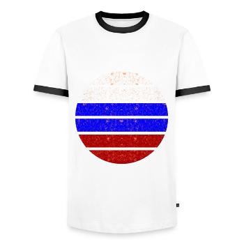 Chez nous en Russie - T-shirt contrasté Homme - blanc/noir - Devant - AI Model Female 172 light (172cm) & AI Model Male 178 dark (178cm)