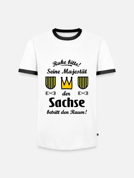 Seine Majestät der Sachse - Männer Kontrast-T-Shirt - Weiß/Schwarz