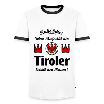 Der Tiroler König - Männer Kontrast-T-Shirt - Weiß/Schwarz - Vorne - AI Model Female 172 light (172cm) & AI Model Male 178 dark (178cm)