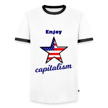 Capitaliste de Wall Street - T-shirt contrasté Homme - blanc/noir - Devant - AI Model Female 172 light (172cm) & AI Model Male 178 dark (178cm)