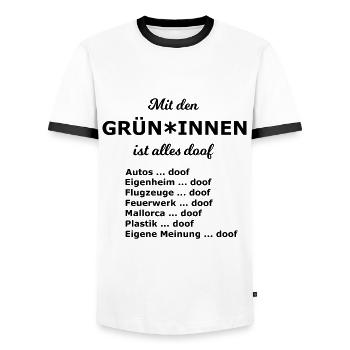 Die nächsten Wahlen kommen - Männer Kontrast-T-Shirt - Weiß/Schwarz - Vorne - AI Model Female 172 light (172cm) & AI Model Male 178 dark (178cm)