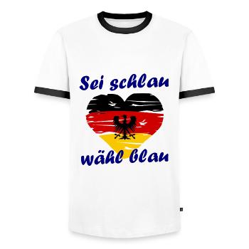 Der Deutschland Wahlkampf - Männer Kontrast-T-Shirt - Weiß/Schwarz - Vorne - AI Model Female 172 light (172cm) & AI Model Male 178 dark (178cm)
