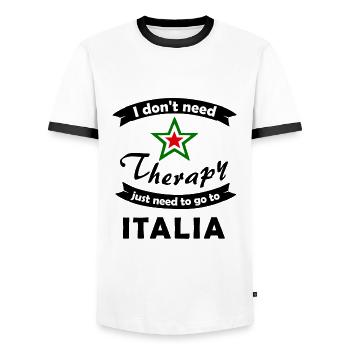 At home in Italia - Men's Ringer Shirt - white/black - Front - AI Model Female 172 light (172cm) & AI Model Male 178 dark (178cm)