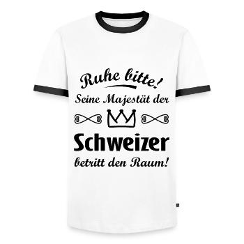 Die Schweizer Hoheit - Männer Kontrast-T-Shirt - Weiß/Schwarz - Vorne - AI Model Female 172 light (172cm) & AI Model Male 178 dark (178cm)