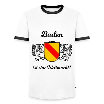 Meine Heimat im Badnerland - Männer Kontrast-T-Shirt - Weiß/Schwarz - Vorne - AI Model Female 172 light (172cm) & AI Model Male 178 dark (178cm)