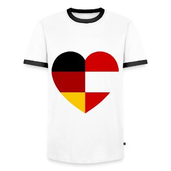 The Austrian German Heart - Men's Ringer Shirt - white/black - Front - AI Model Female 172 light (172cm) & AI Model Male 178 dark (178cm)