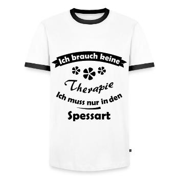 Daheim im Spessart - Männer Kontrast-T-Shirt - Weiß/Schwarz - Vorne - AI Model Female 172 light (172cm) & AI Model Male 178 dark (178cm)
