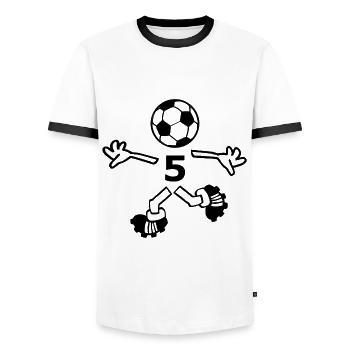 Die Nummer 5 - Männer Kontrast-T-Shirt - Weiß/Schwarz - Vorne - AI Model Female 172 light (172cm) & AI Model Male 178 dark (178cm)