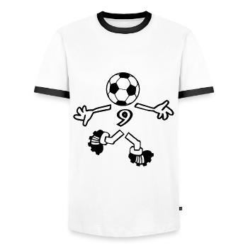 Die Nummer 9 - Männer Kontrast-T-Shirt - Weiß/Schwarz - Vorne - AI Model Female 172 light (172cm) & AI Model Male 178 dark (178cm)