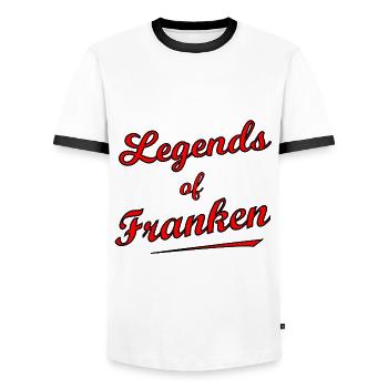 The legends from Franconia - Men's Ringer Shirt - white/black - Front - AI Model Female 172 light (172cm) & AI Model Male 178 dark (178cm)