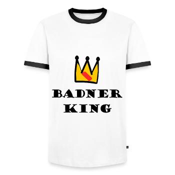 The King of Badnerland - Men's Ringer Shirt - white/black - Front - AI Model Female 172 light (172cm) & AI Model Male 178 dark (178cm)