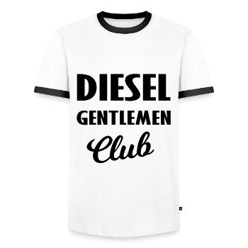 The Diesel Drivers - Men's Ringer Shirt - white/black - Front - AI Model Female 172 light (172cm) & AI Model Male 178 dark (178cm)