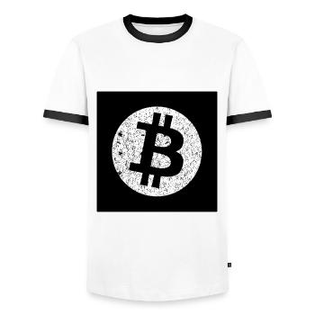 The Age of Bitcoin - Men's Ringer Shirt - white/black - Front - AI Model Female 172 light (172cm) & AI Model Male 178 dark (178cm)