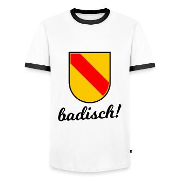 Das Großherzogtum Baden - Männer Kontrast-T-Shirt - Weiß/Schwarz - Vorne - AI Model Female 172 light (172cm) & AI Model Male 178 dark (178cm)