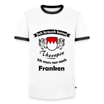 Therapy in Franconia - Men's Ringer Shirt - white/black - Front - AI Model Female 172 light (172cm) & AI Model Male 178 dark (178cm)