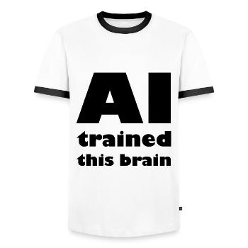 L'intelligence des robots - T-shirt contrasté Homme - blanc/noir - Devant - AI Model Female 172 light (172cm) & AI Model Male 178 dark (178cm)