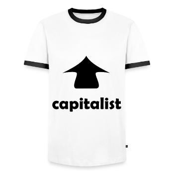 Der Investor und Kapitalist - Männer Kontrast-T-Shirt - Weiß/Schwarz - Vorne - AI Model Female 172 light (172cm) & AI Model Male 178 dark (178cm)