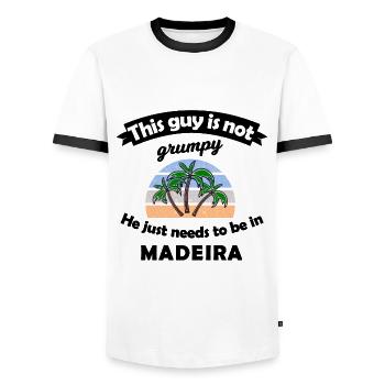 Vacances à Madère - T-shirt contrasté Homme - blanc/noir - Devant - AI Model Female 172 light (172cm) & AI Model Male 178 dark (178cm)