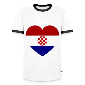 The heart of love for Croatia - Men's Ringer Shirt - white/black - Front - AI Model Female 172 light (172cm) & AI Model Male 178 dark (178cm)