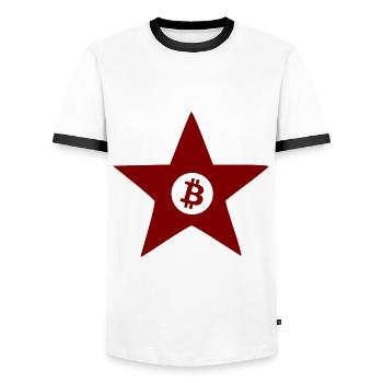 La révolution crypto Bitcoin - T-shirt contrasté Homme - blanc/noir - Devant - AI Model Female 172 light (172cm) & AI Model Male 178 dark (178cm)