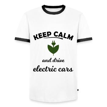 Les voitures électriques - T-shirt contrasté Homme - blanc/noir - Devant - AI Model Female 172 light (172cm) & AI Model Male 178 dark (178cm)