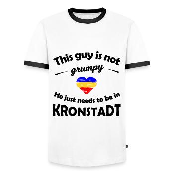 La nostalgie de Brasov - T-shirt contrasté Homme - blanc/noir - Devant - AI Model Female 172 light (172cm) & AI Model Male 178 dark (178cm)