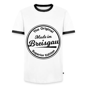 Die Breisgauer in Baden - Männer Kontrast-T-Shirt - Weiß/Schwarz - Vorne - AI Model Female 172 light (172cm) & AI Model Male 178 dark (178cm)