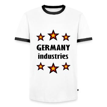 Die deutsche Industrie - Männer Kontrast-T-Shirt - Weiß/Schwarz - Vorne - AI Model Female 172 light (172cm) & AI Model Male 178 dark (178cm)