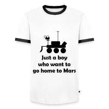 The planet Mars - Men's Ringer Shirt - white/black - Front - AI Model Female 172 light (172cm) & AI Model Male 178 dark (178cm)