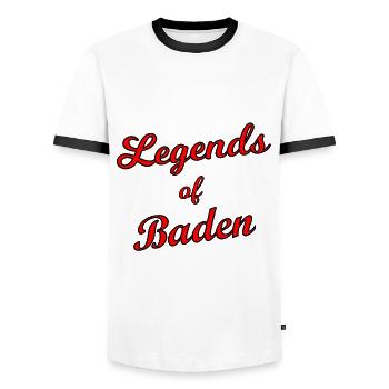The Baden legends - Men's Ringer Shirt - white/black - Front - AI Model Female 172 light (172cm) & AI Model Male 178 dark (178cm)