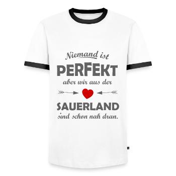 The Sauerland in Germany - Men's Ringer Shirt - white/black - Front - AI Model Female 172 light (172cm) & AI Model Male 178 dark (178cm)