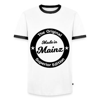 Die Lieblingsstadt Mainz - Männer Kontrast-T-Shirt - Weiß/Schwarz - Vorne - AI Model Female 172 light (172cm) & AI Model Male 178 dark (178cm)