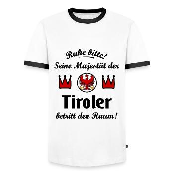 Sa Majesté du Tyrol - T-shirt contrasté Homme - blanc/noir - Devant - AI Model Female 172 light (172cm) & AI Model Male 178 dark (178cm)